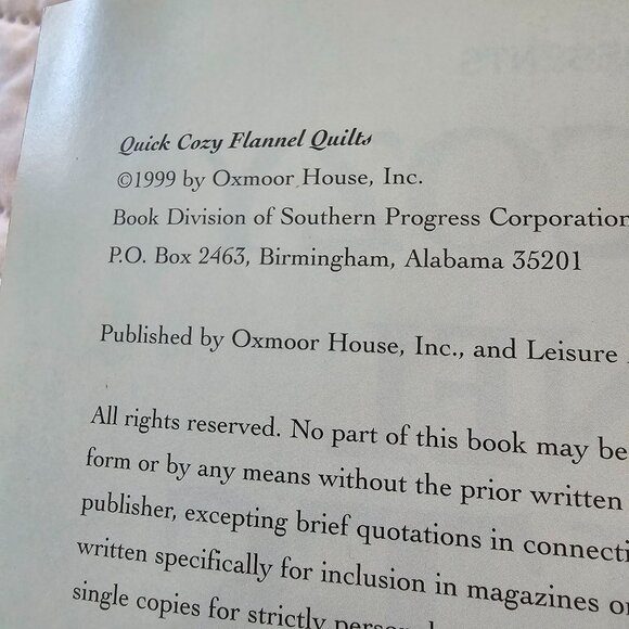 Quick Cozy Flannel Quilts By Leisure Arts 1999 Softcover 48 Pages - Picture 4 of 7